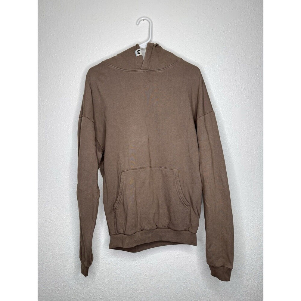 Thirty Years Mens Hoodie Small Brown Solid Pockets Hooded Pullover Cotton USA